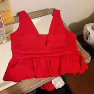 Red peplum top